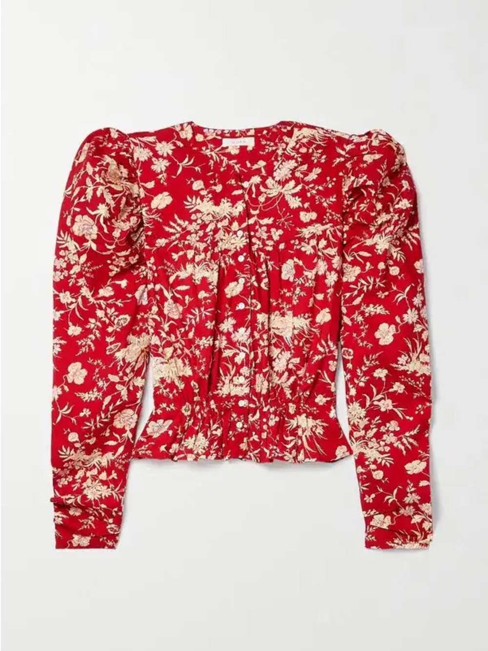 Doen Amelia Gathered Floral-Print Cotton-Poplin Top Size Small